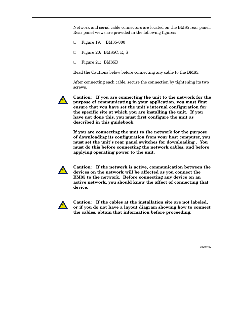 Connecting the network and serial cables, 3 connecting the network and serial cables | Schneider Electric Modbus Plus Network Bridge Multiplexer none User Manual | Page 86 / 110