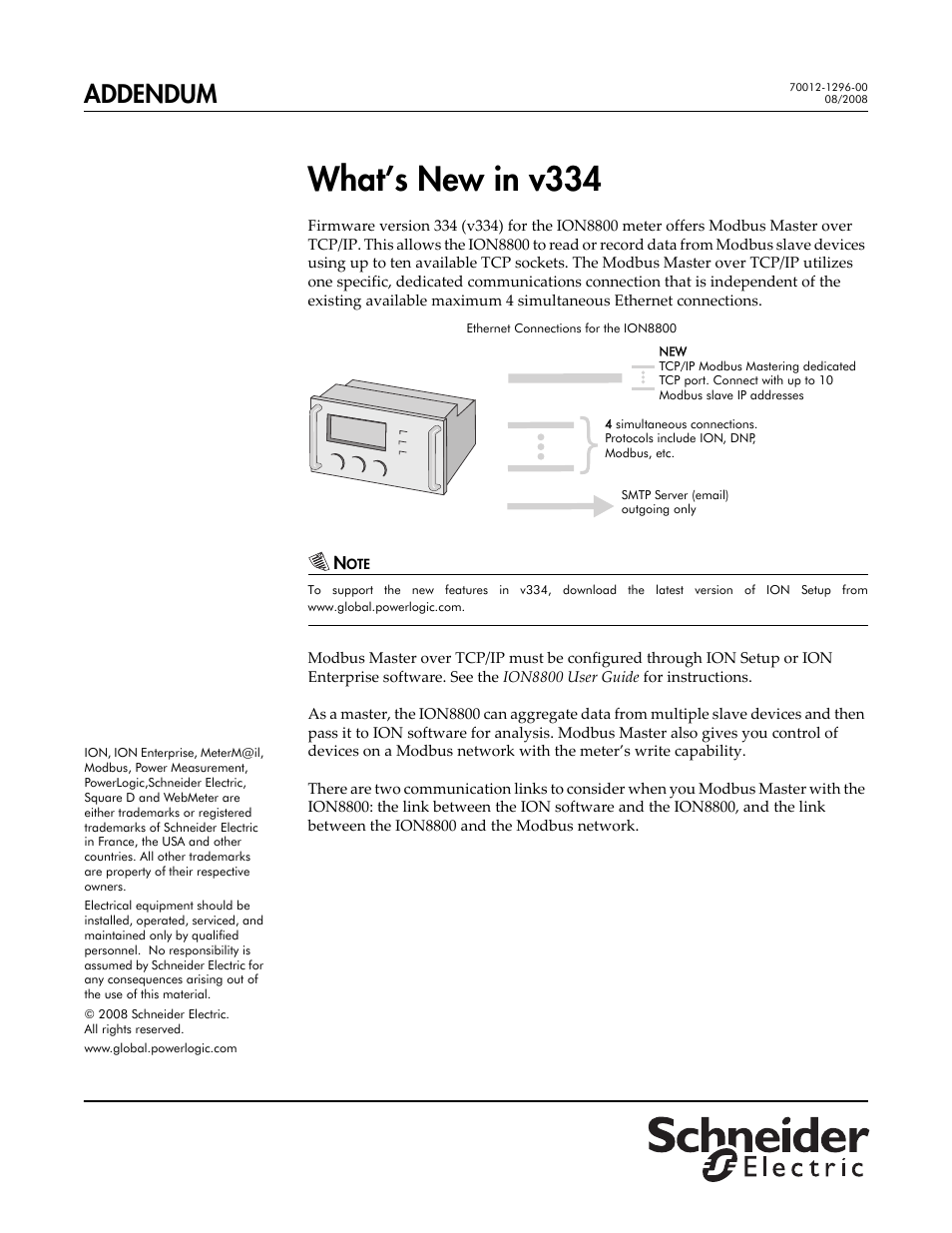 Schneider Electric V334 User Manual | 2 pages