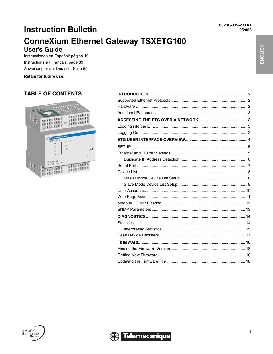 Schneider Electric TSXETG100 User Manual | 19 pages