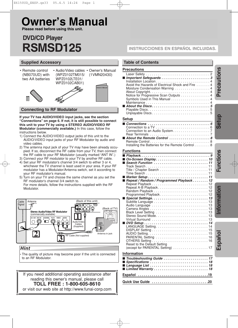 Symphonic RSMSD125 User Manual | 20 pages