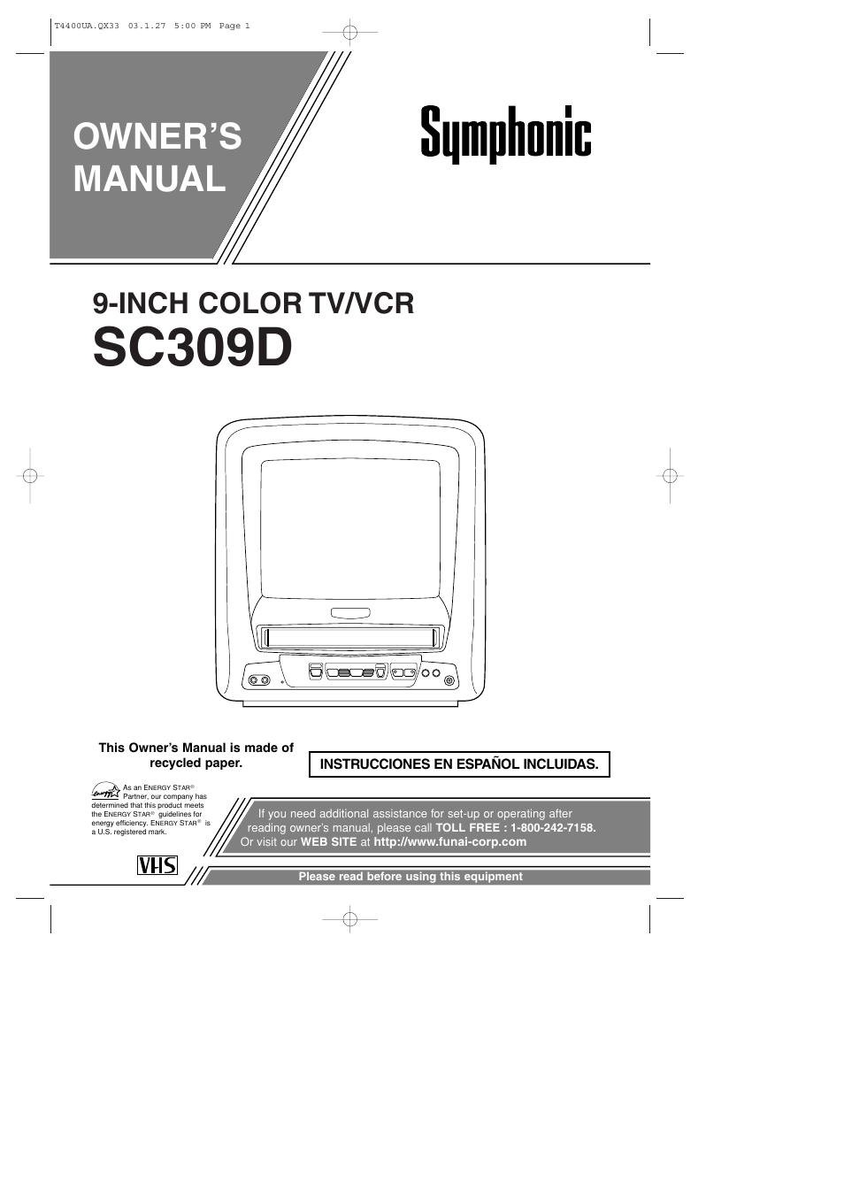 Symphonic SC309D User Manual | 32 pages