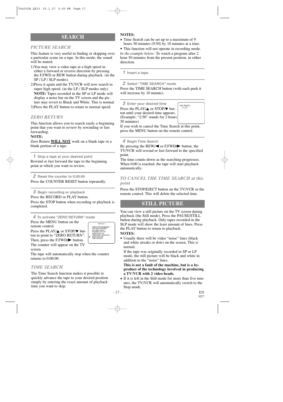 Still picture, Search | Symphonic SC309D User Manual | Page 17 / 32