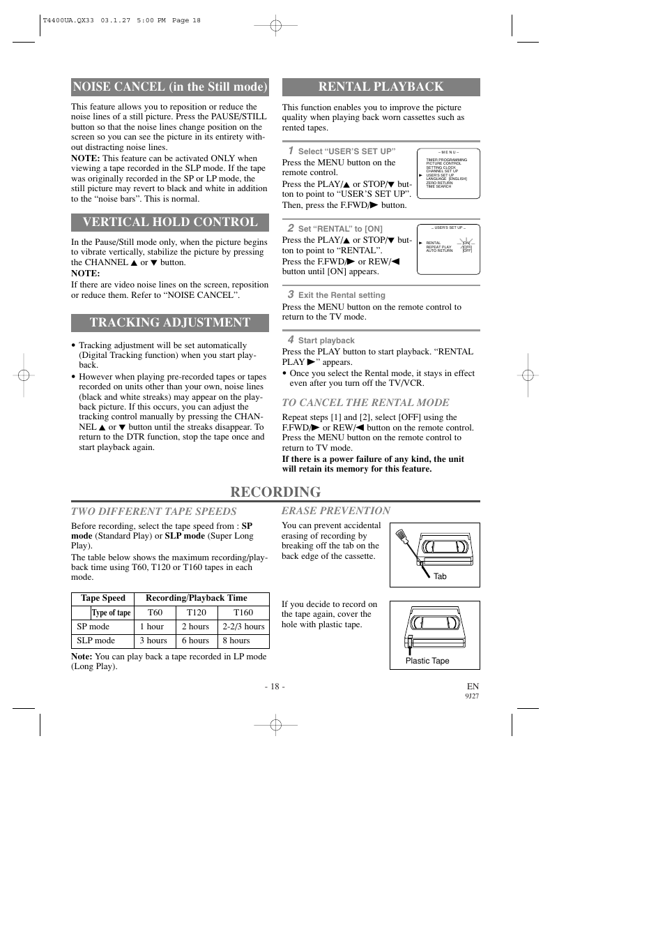 Recording | Symphonic SC309D User Manual | Page 18 / 32