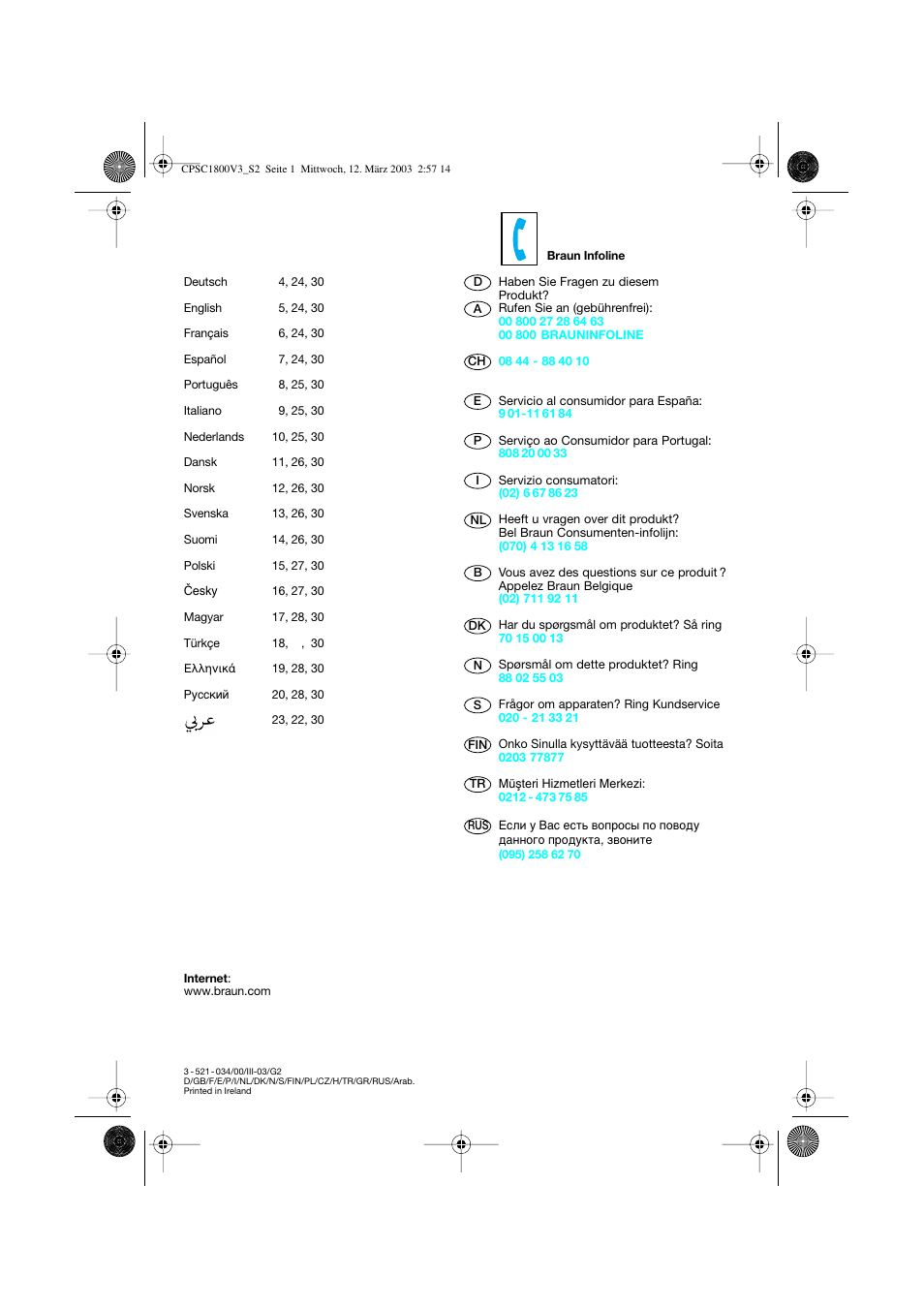 Braun CPSC 1800 V3 MN User Manual | Page 2 / 34