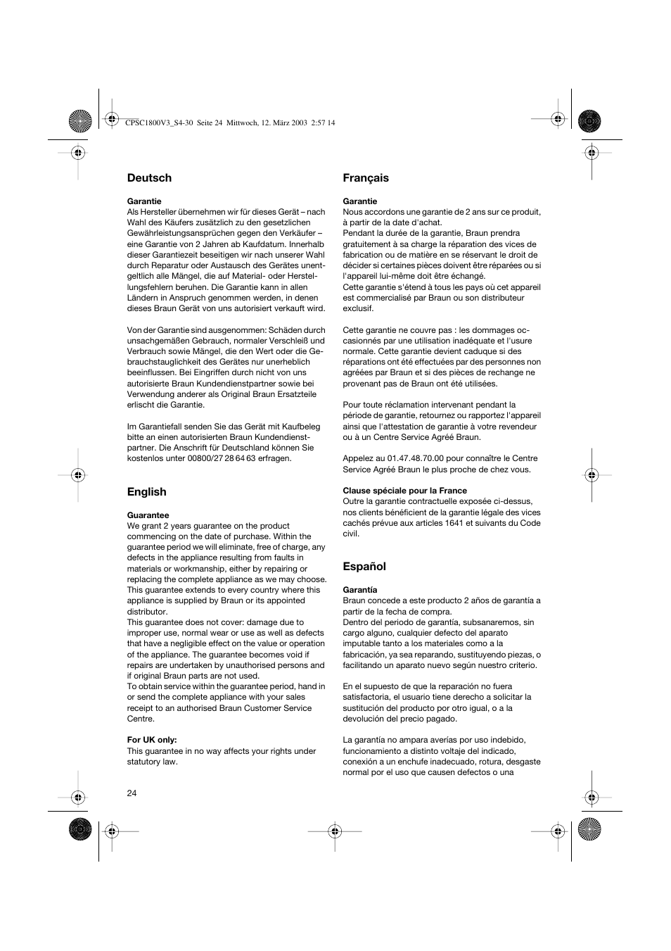 Braun CPSC 1800 V3 MN User Manual | Page 24 / 34