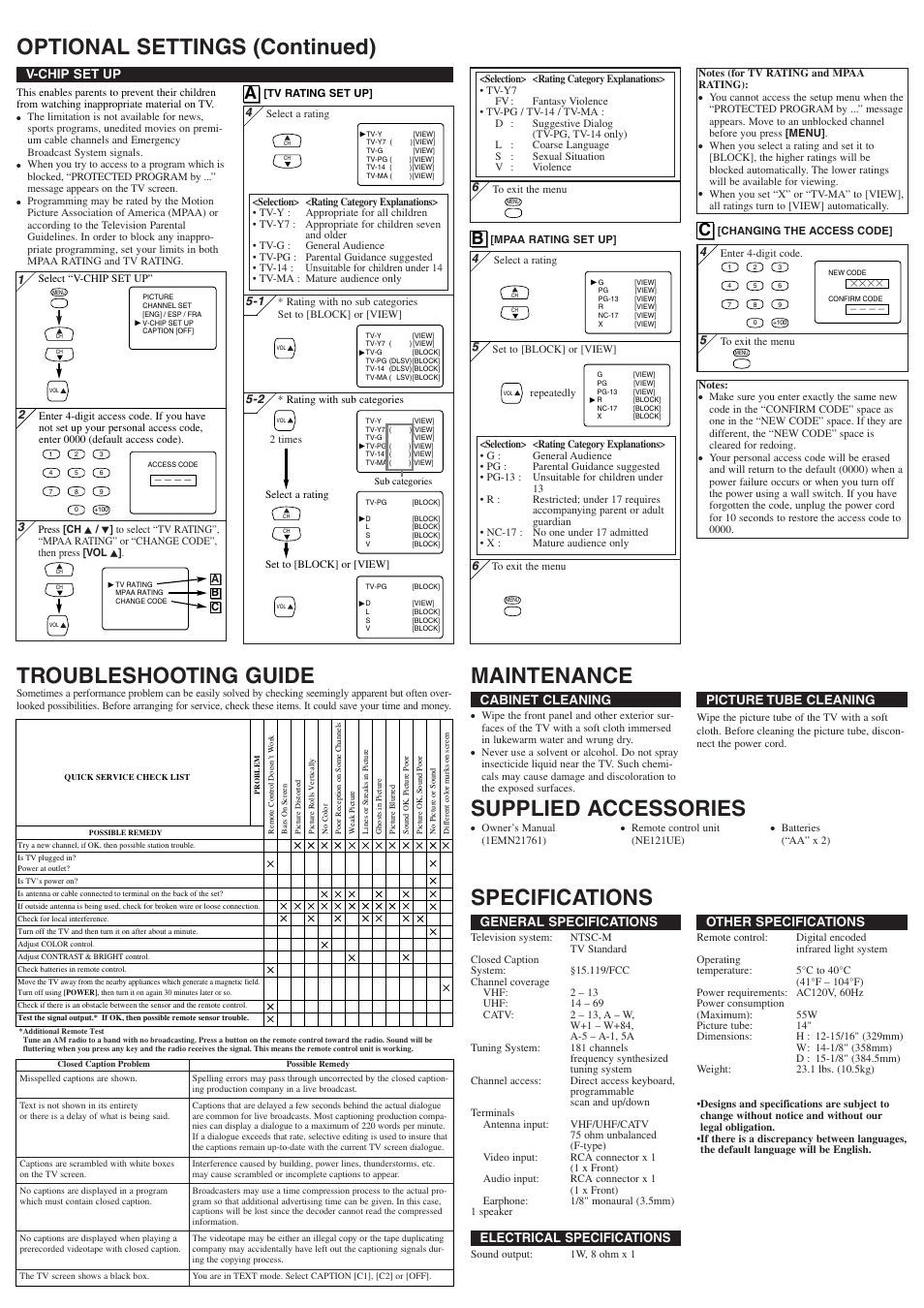 Supplied accessories | Symphonic ST414FG User Manual | Page 4 / 8