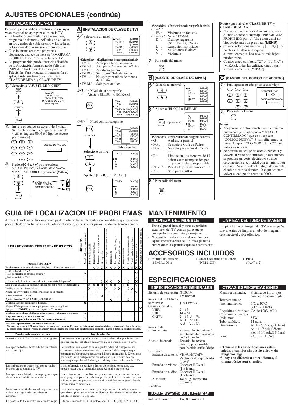 Accesorios incluidos | Symphonic ST414FG User Manual | Page 8 / 8