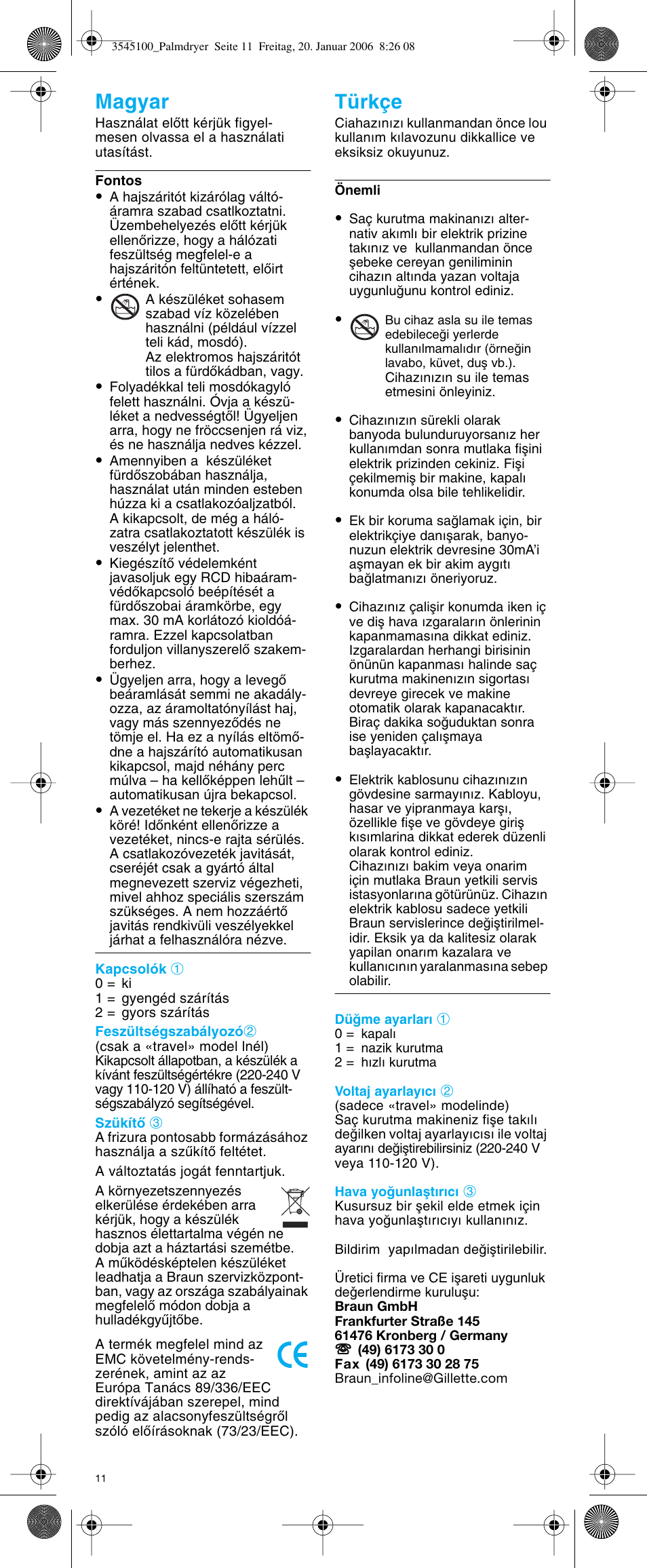 Magyar türkçe | Braun e-Go PD 1 User Manual | Page 10 / 22