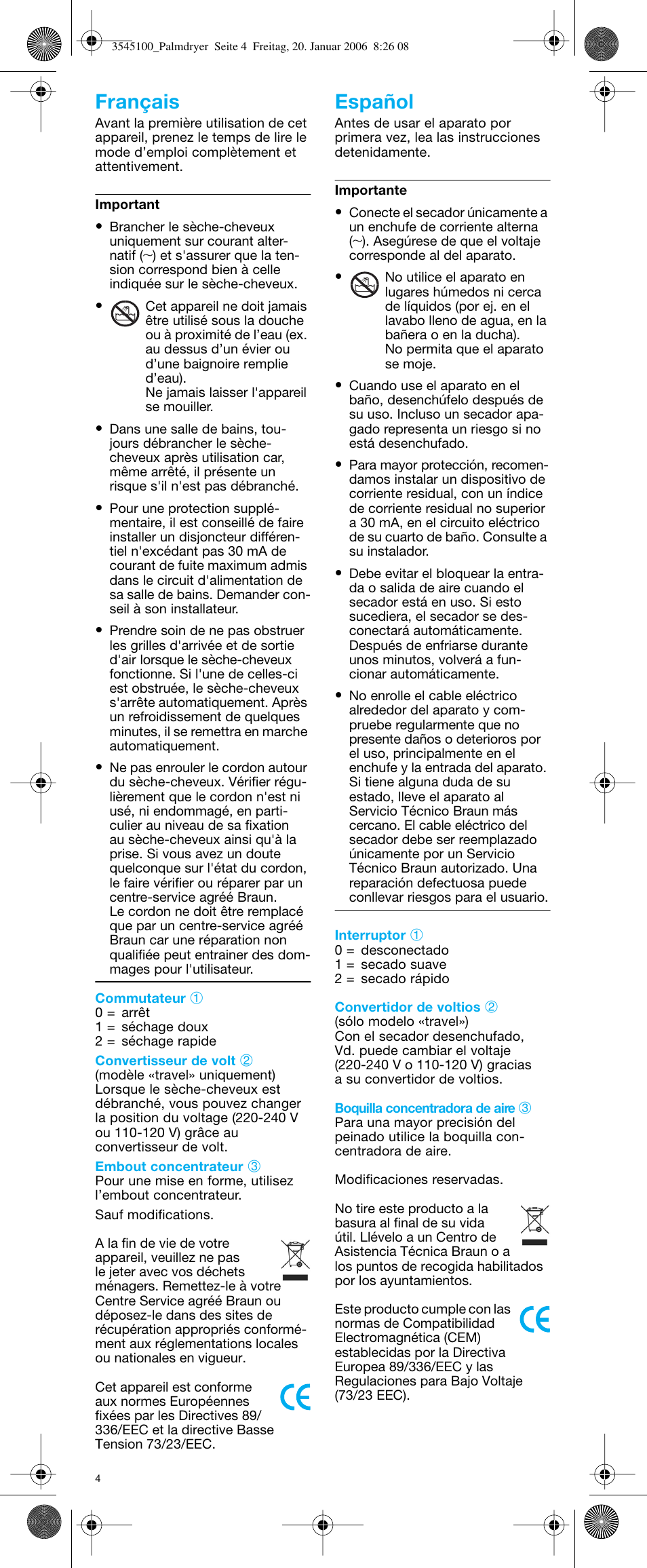 Français español | Braun e-Go PD 1 User Manual | Page 3 / 22