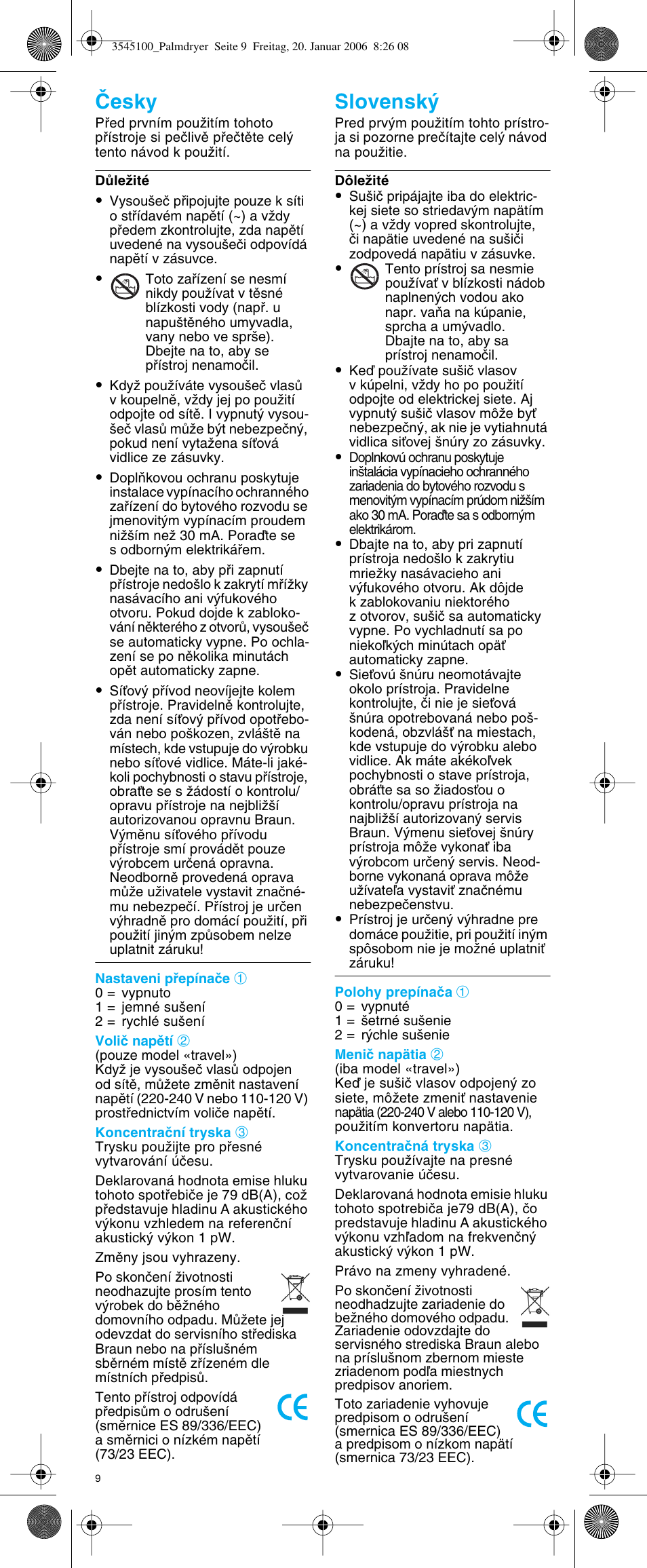 Âesky slovensk | Braun e-Go PD 1 User Manual | Page 8 / 22