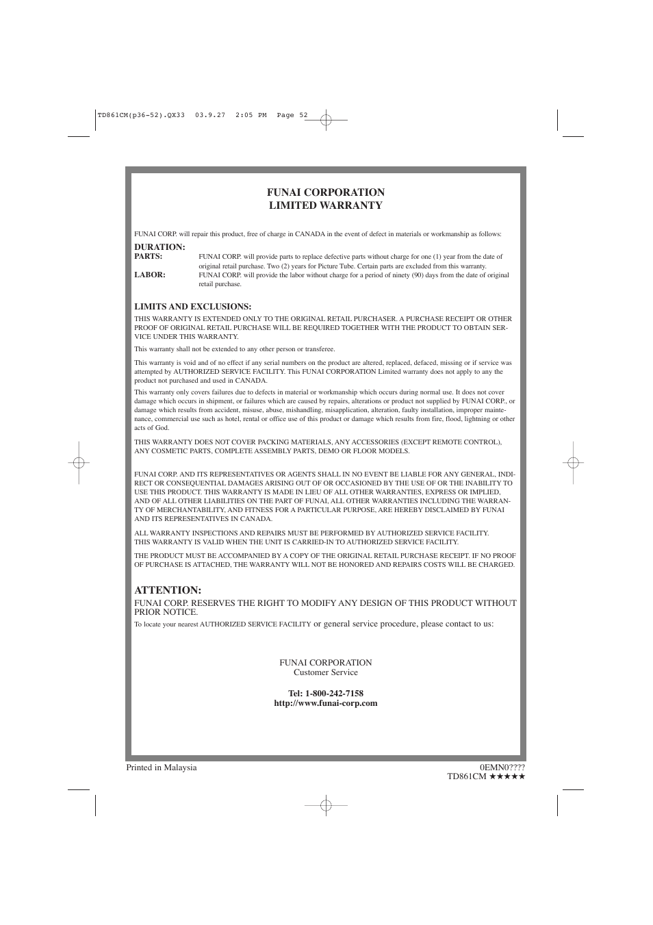 Symphonic CWF719 User Manual | Page 52 / 52