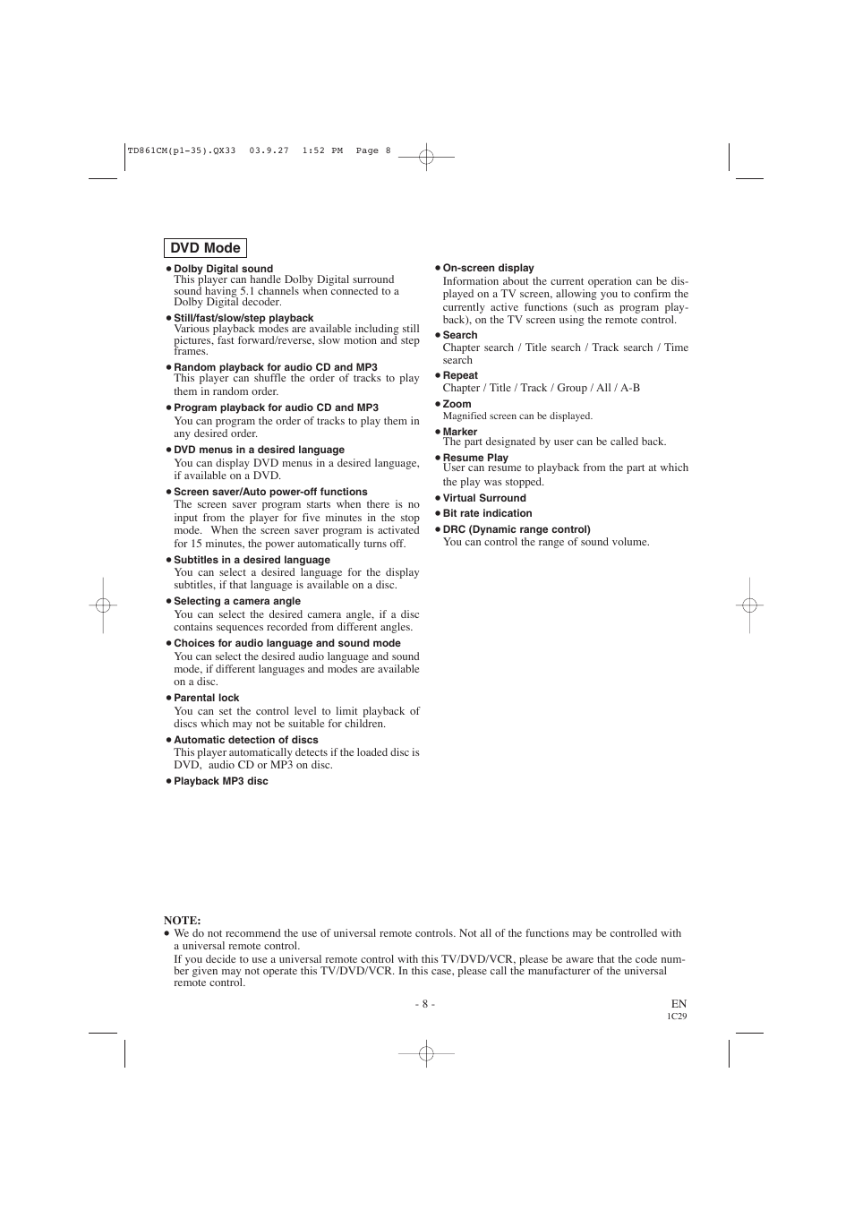 Symphonic CWF719 User Manual | Page 8 / 52