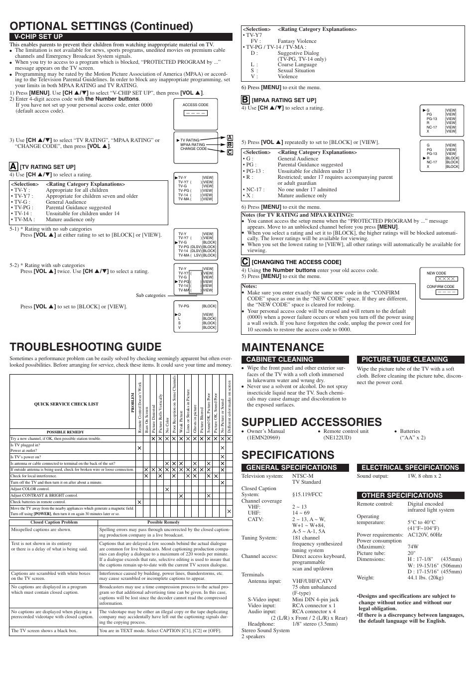 Supplied accessories, Ab c | Symphonic ST420FF User Manual | Page 4 / 8