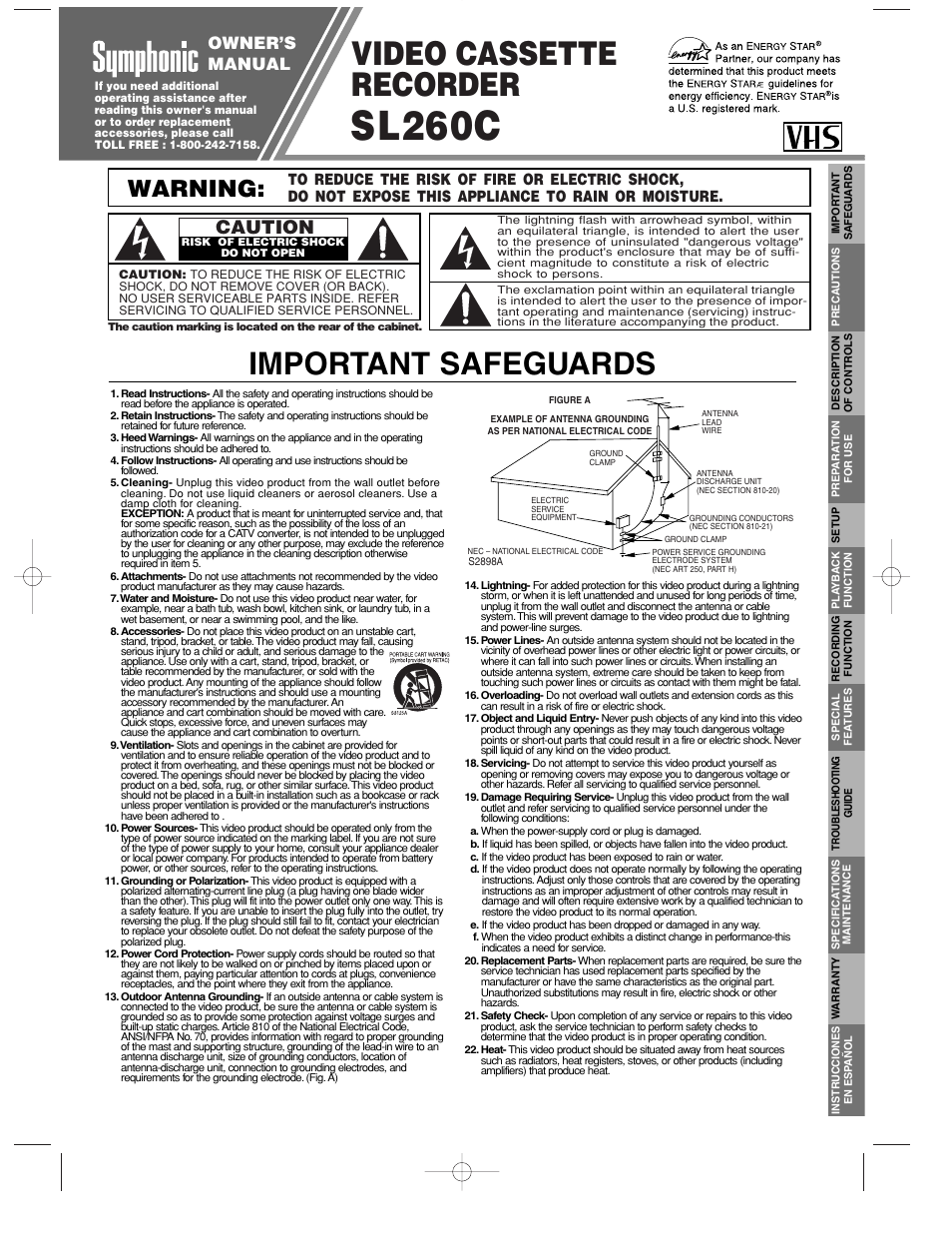 Symphonic SL260C User Manual | 8 pages