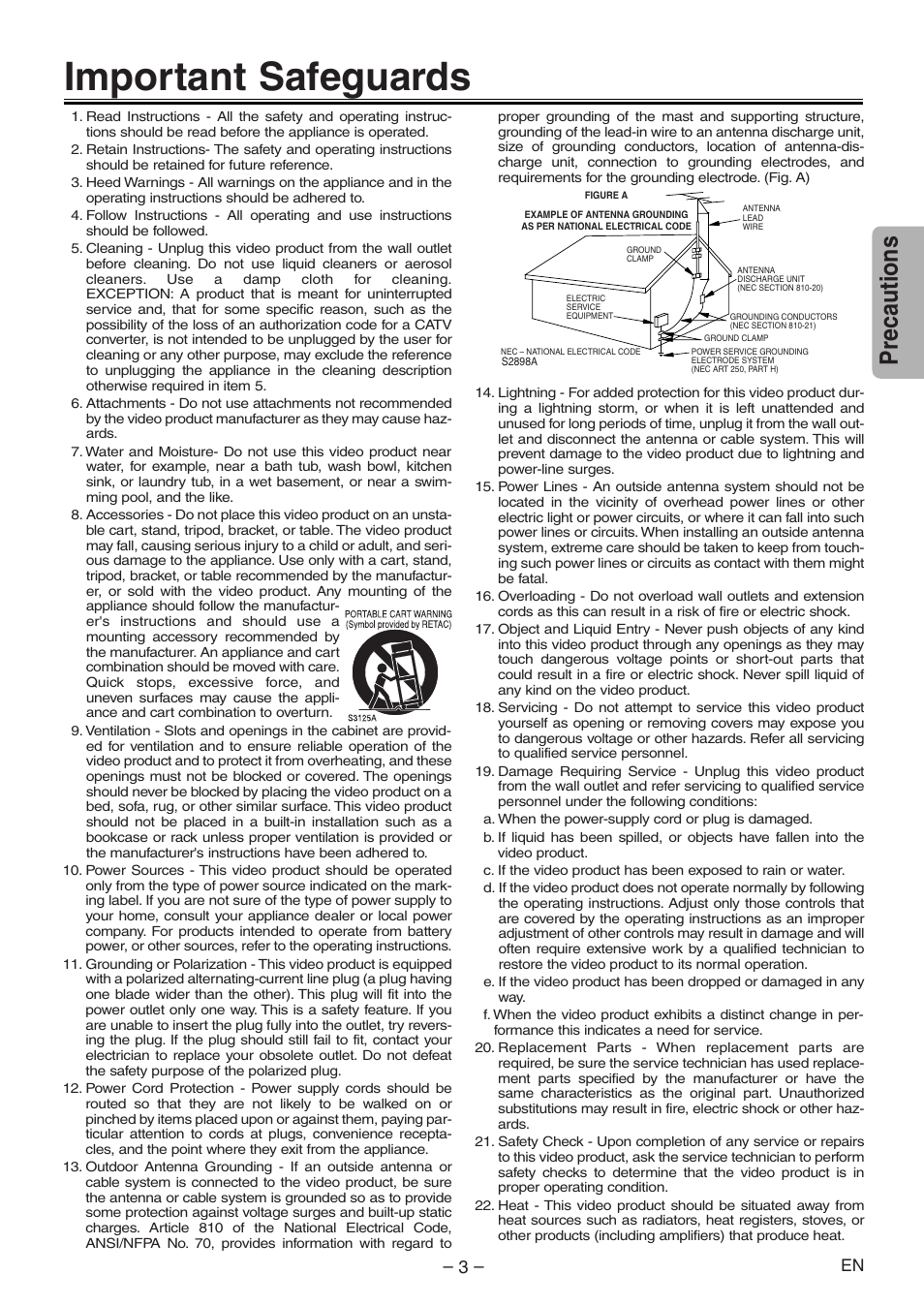 Important safeguards, Precautions | Symphonic RSMSD804 User Manual | Page 3 / 28