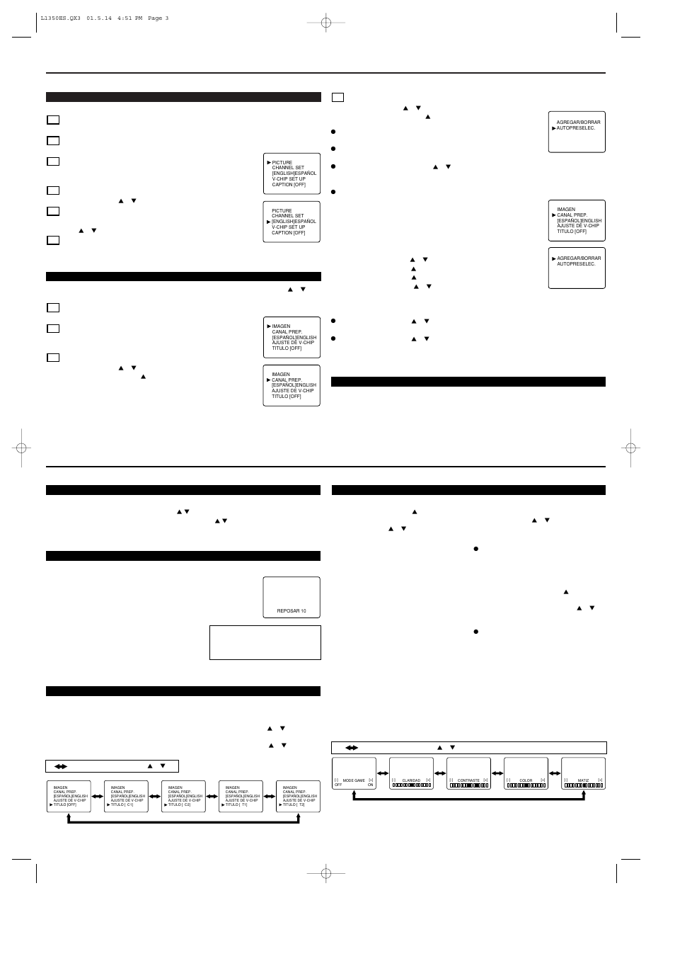 Preparación para la utilización, Operaciones | Symphonic ST413B User Manual | Page 7 / 8