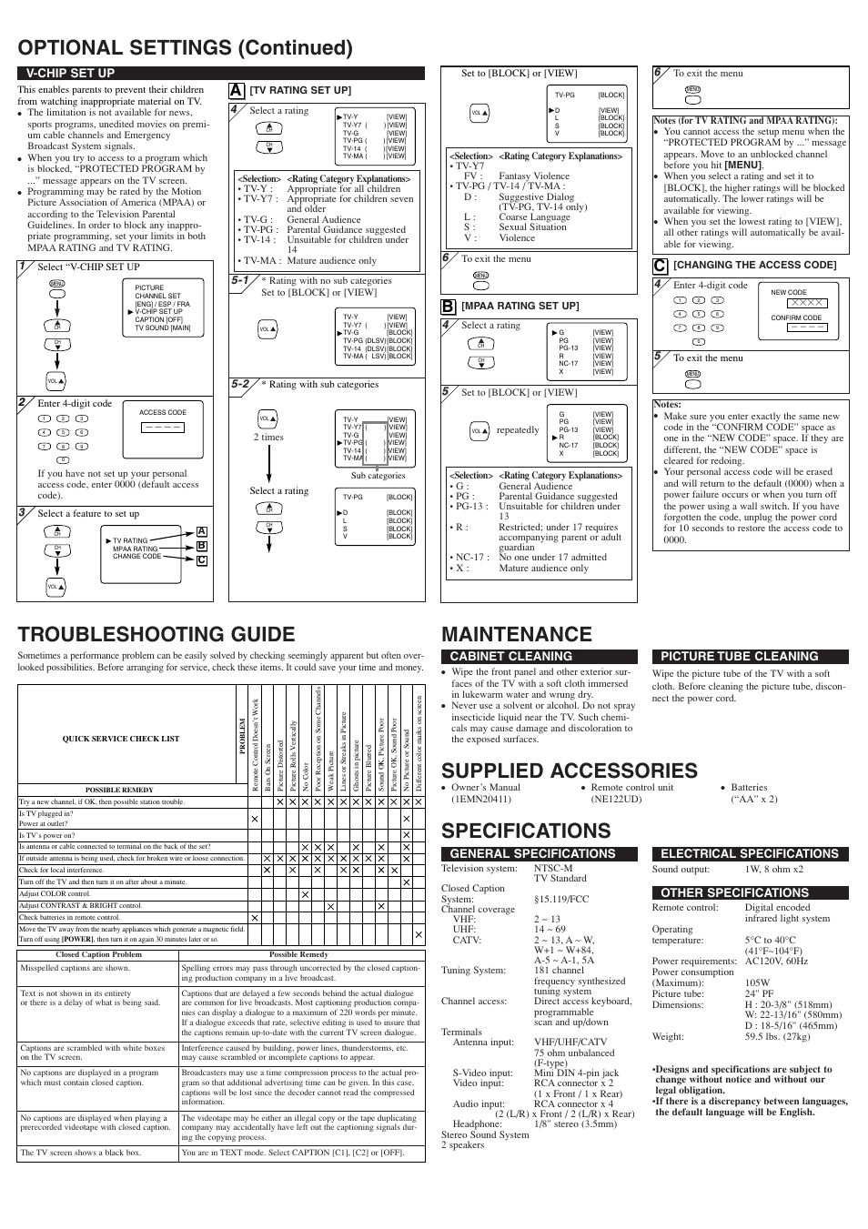 Supplied accessories, Ab c | Symphonic ST424FF User Manual | Page 4 / 8