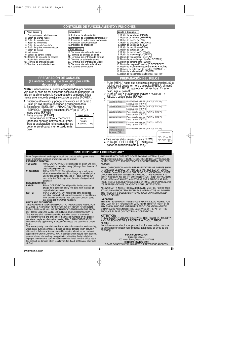 Controles de funcionamiento y funciones | Symphonic SL260D User Manual | Page 8 / 8