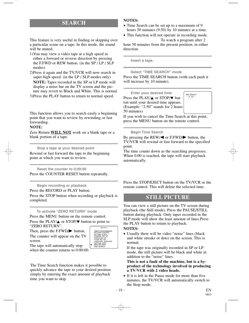 Still picture, Search | Symphonic WF0213C User Manual | Page 18 / 32