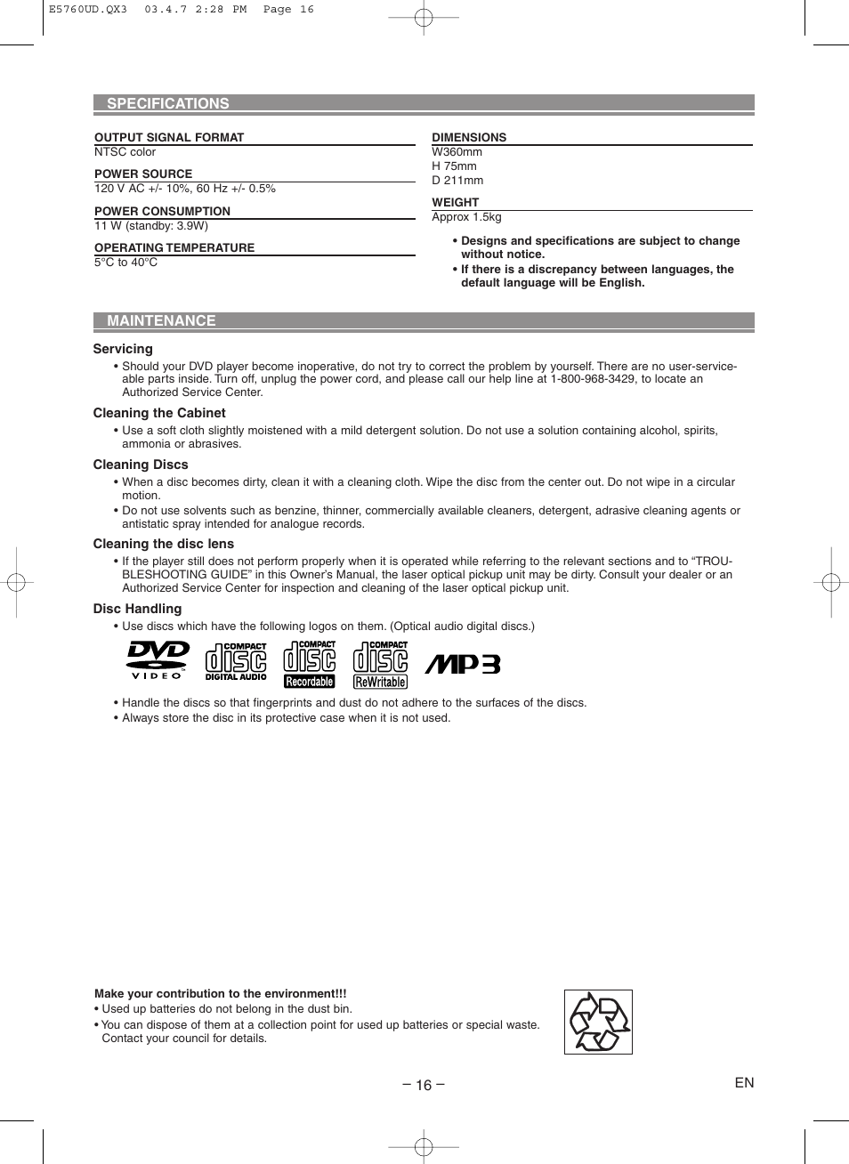 Symphonic SD300D User Manual | Page 16 / 20