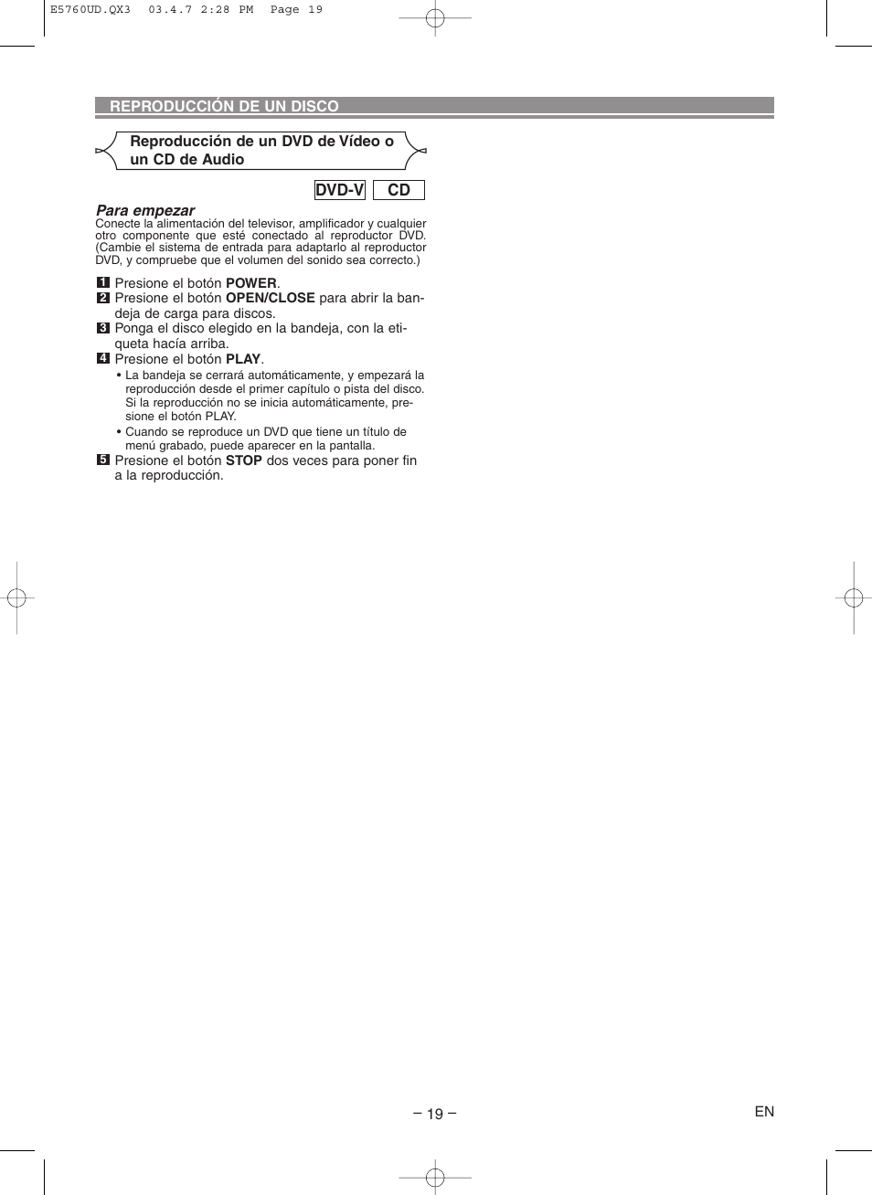 Cd dvd-v | Symphonic SD300D User Manual | Page 19 / 20