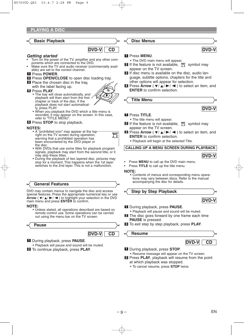 Dvd-v, Cd dvd-v | Symphonic SD300D User Manual | Page 9 / 20