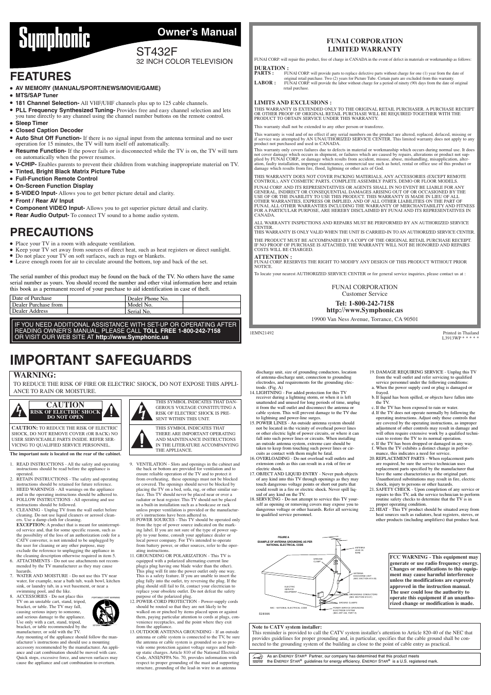 Symphonic ST432F User Manual | 4 pages