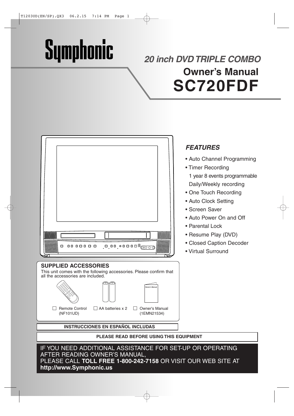 Symphonic SC720FDF User Manual | 44 pages