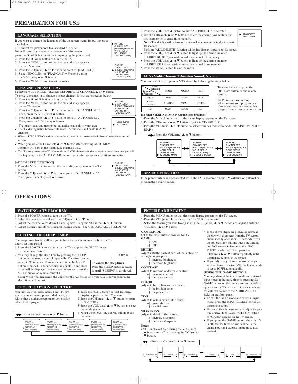 Preparation for use operations | Symphonic CWF203 User Manual | Page 3 / 4