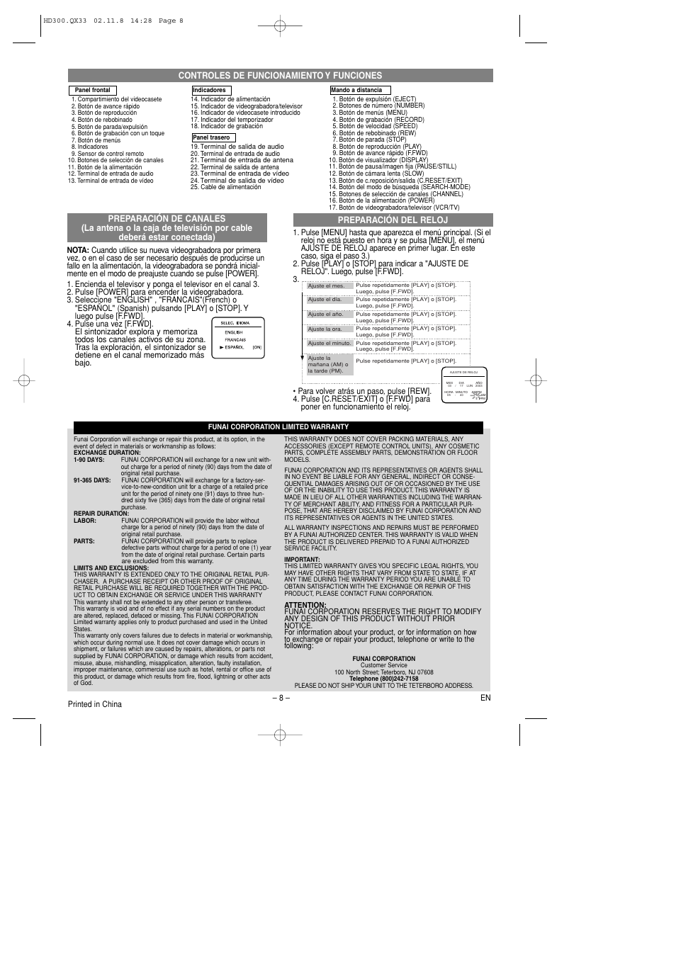 Controles de funcionamiento y funciones | Symphonic SL240D User Manual | Page 8 / 8