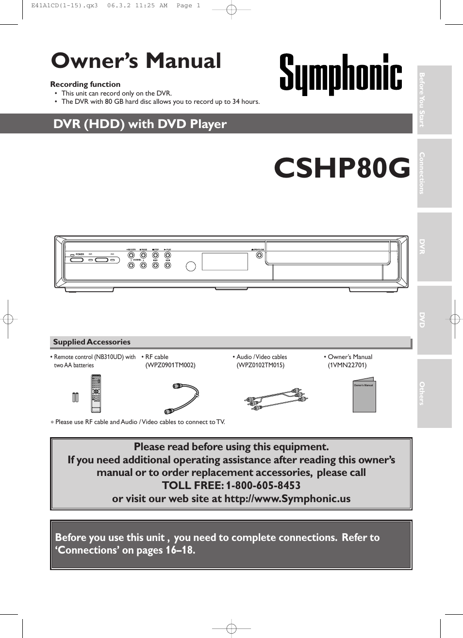 Symphonic CHSP80G User Manual | 96 pages
