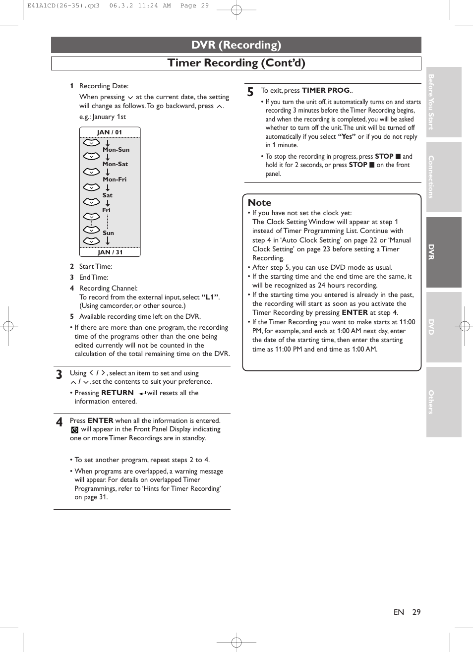 Timer recording (cont’d), Dvr (recording) | Symphonic CHSP80G User Manual | Page 29 / 96