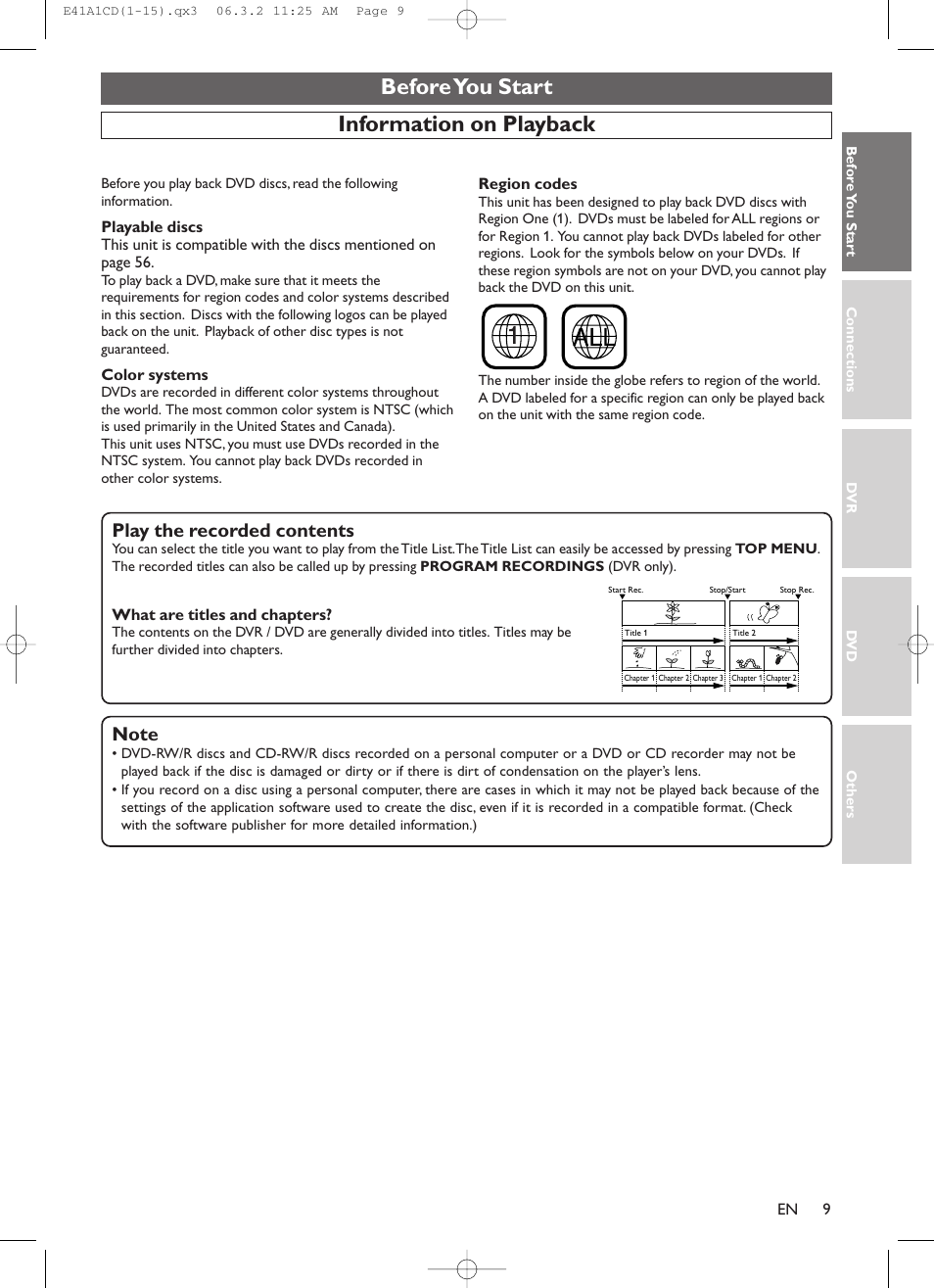 Information on playback before you start, Play the recorded contents | Symphonic CHSP80G User Manual | Page 9 / 96