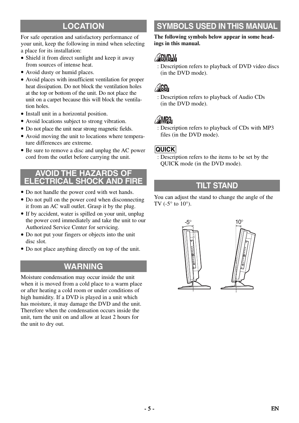 Symphonic STL20D5 User Manual | Page 5 / 48