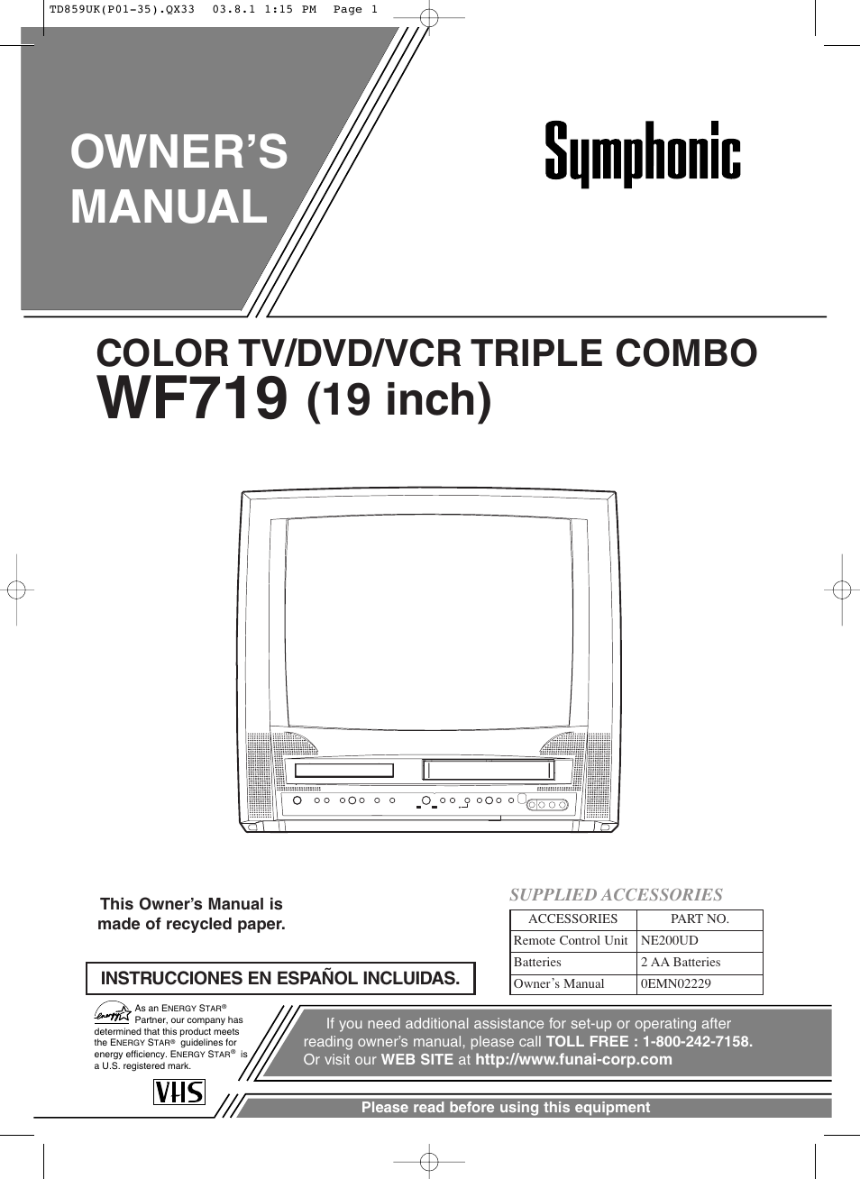 Symphonic WF719 User Manual | 56 pages