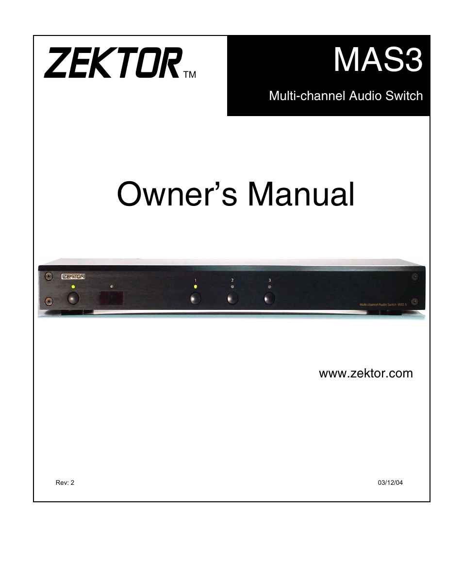 Symphonic ZEKTOR MAS3 User Manual | 16 pages