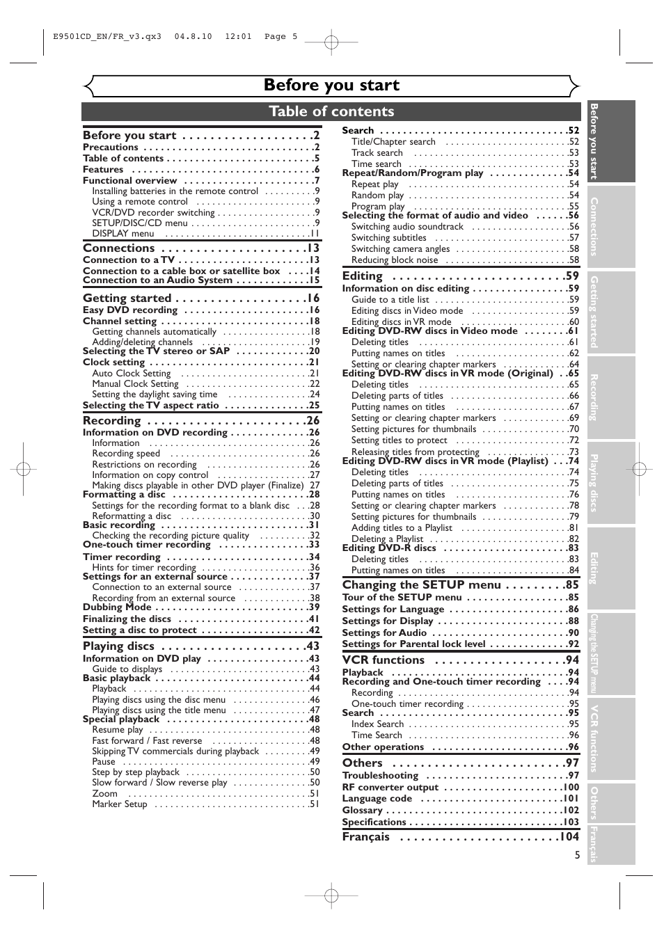 Symphonic CWR20V4 User Manual | Page 5 / 108