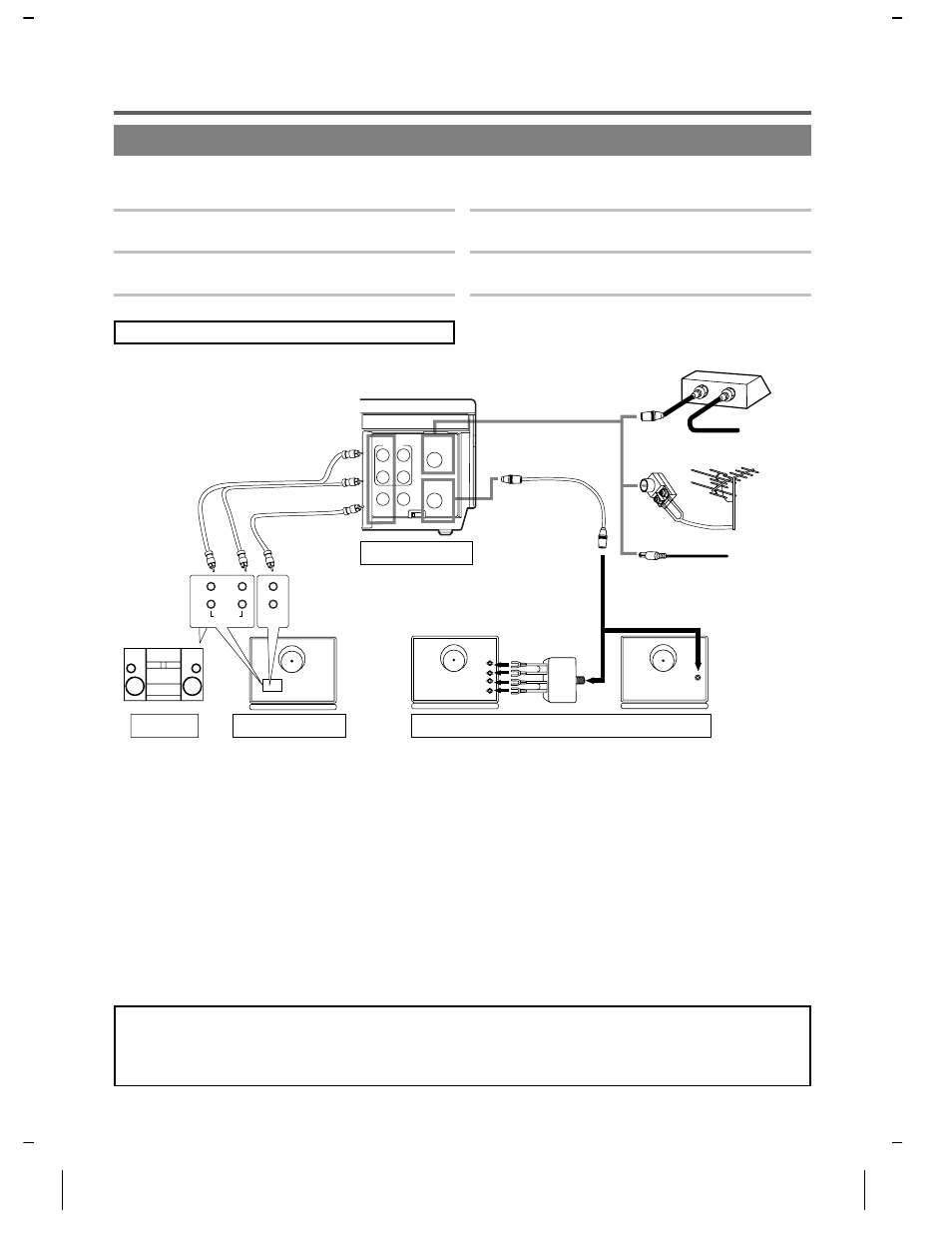 Preparation for use, Antenna/cable connections, Using optional audio/video output jacks | Using audio/video input jacks, Basic connections | Symphonic VR-701 User Manual | Page 6 / 16