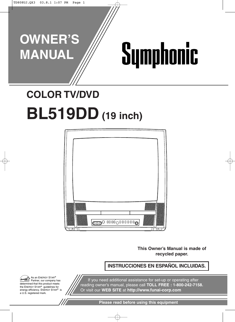 Symphonic BL519DD User Manual | 34 pages