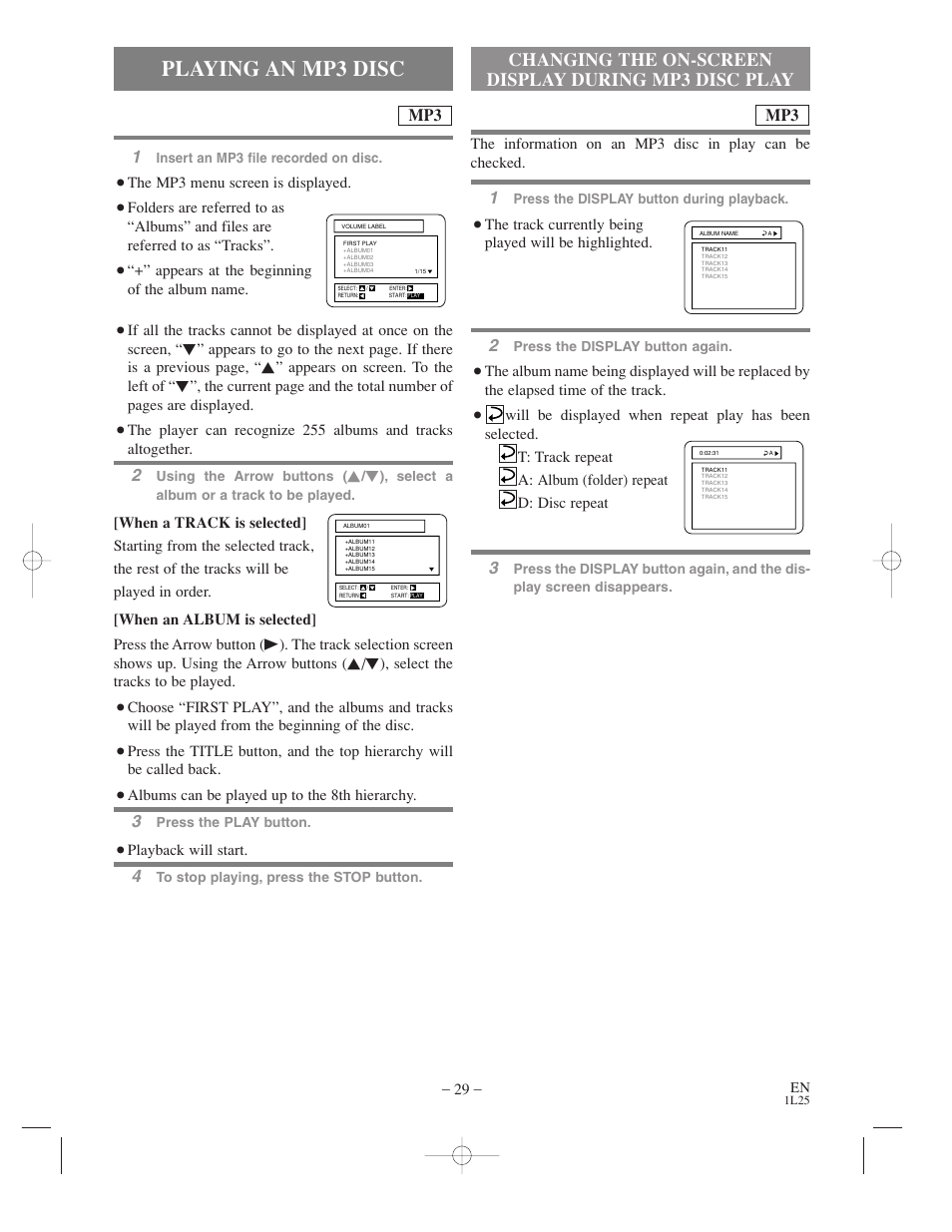 Playing an mp3 disc | Symphonic WF802 User Manual | Page 29 / 48