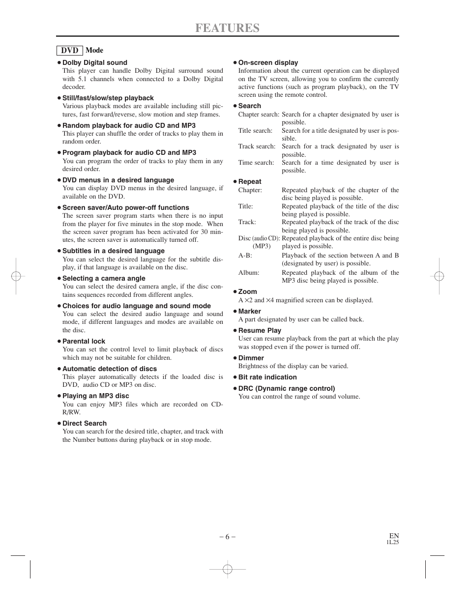 Features | Symphonic WF802 User Manual | Page 6 / 48