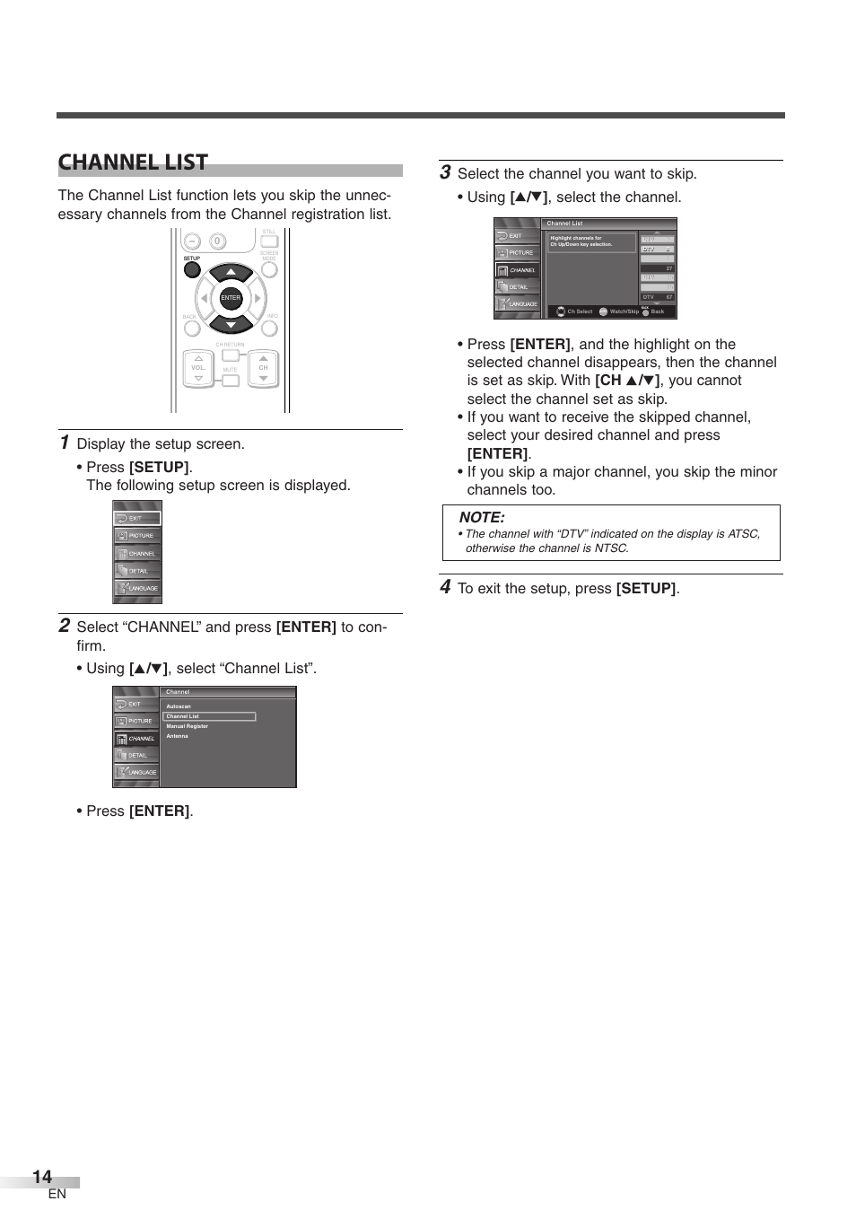 Channel list | Symphonic WF32L6 User Manual | Page 14 / 36