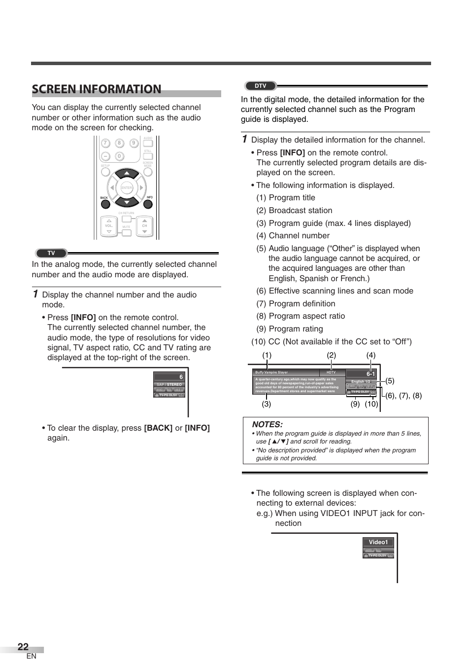 Screen information | Symphonic WF32L6 User Manual | Page 22 / 36