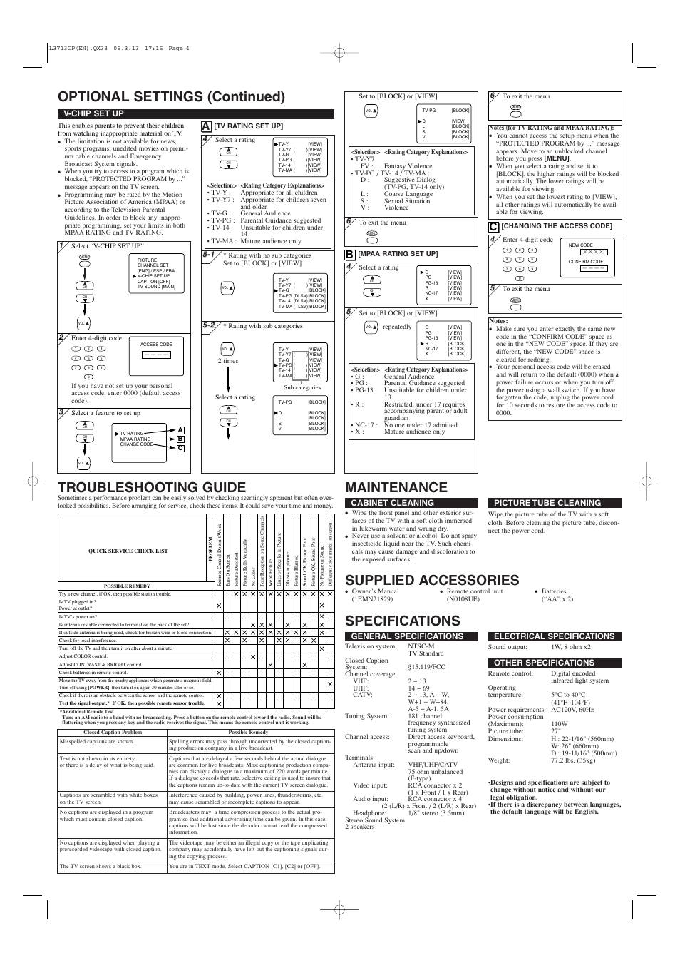 Supplied accessories | Symphonic CST427G User Manual | Page 4 / 4