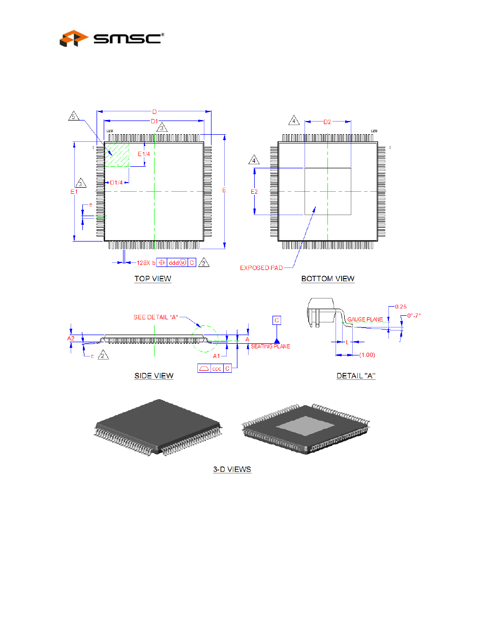 2 128-xvtqfp package outline, Xvtqfp package outline | SMSC LAN9311i User Manual | Page 458 / 460