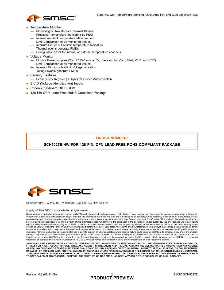 Product preview | SMSC SCH5027E User Manual | Page 2 / 5