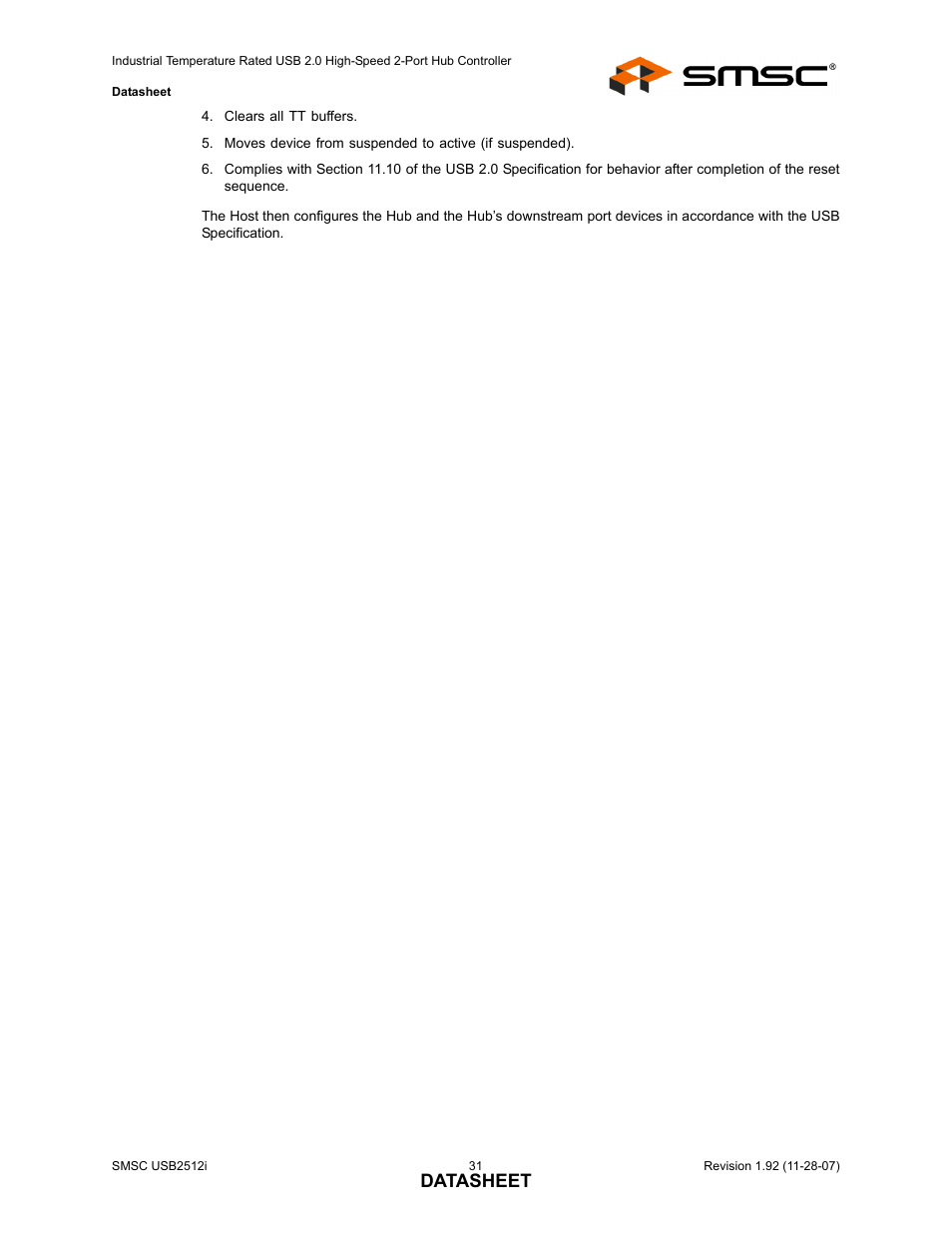 Datasheet | SMSC USB2512i User Manual | Page 31 / 37