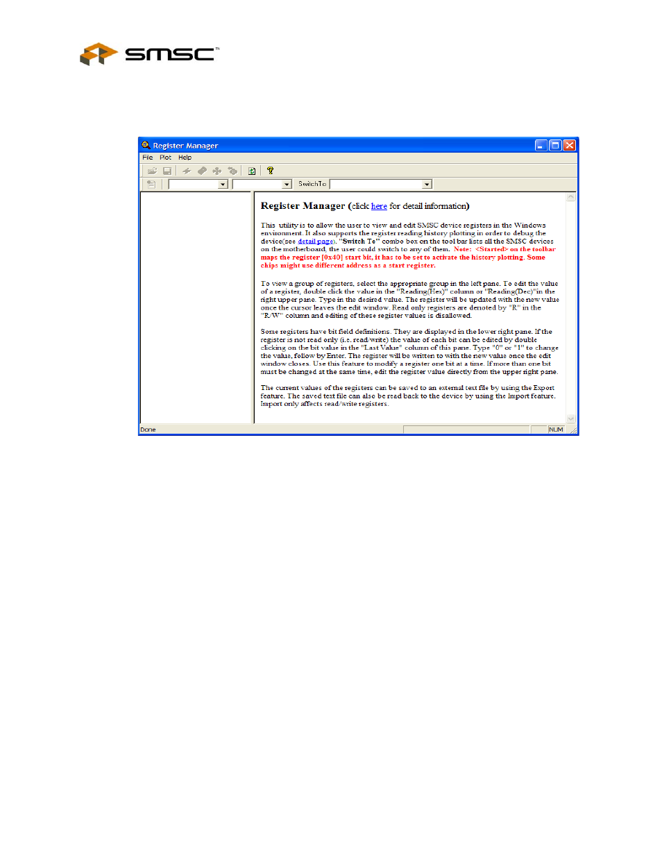 Figure 2.2 register manager help screen | SMSC EVB-EMC1002 User Manual | Page 4 / 8
