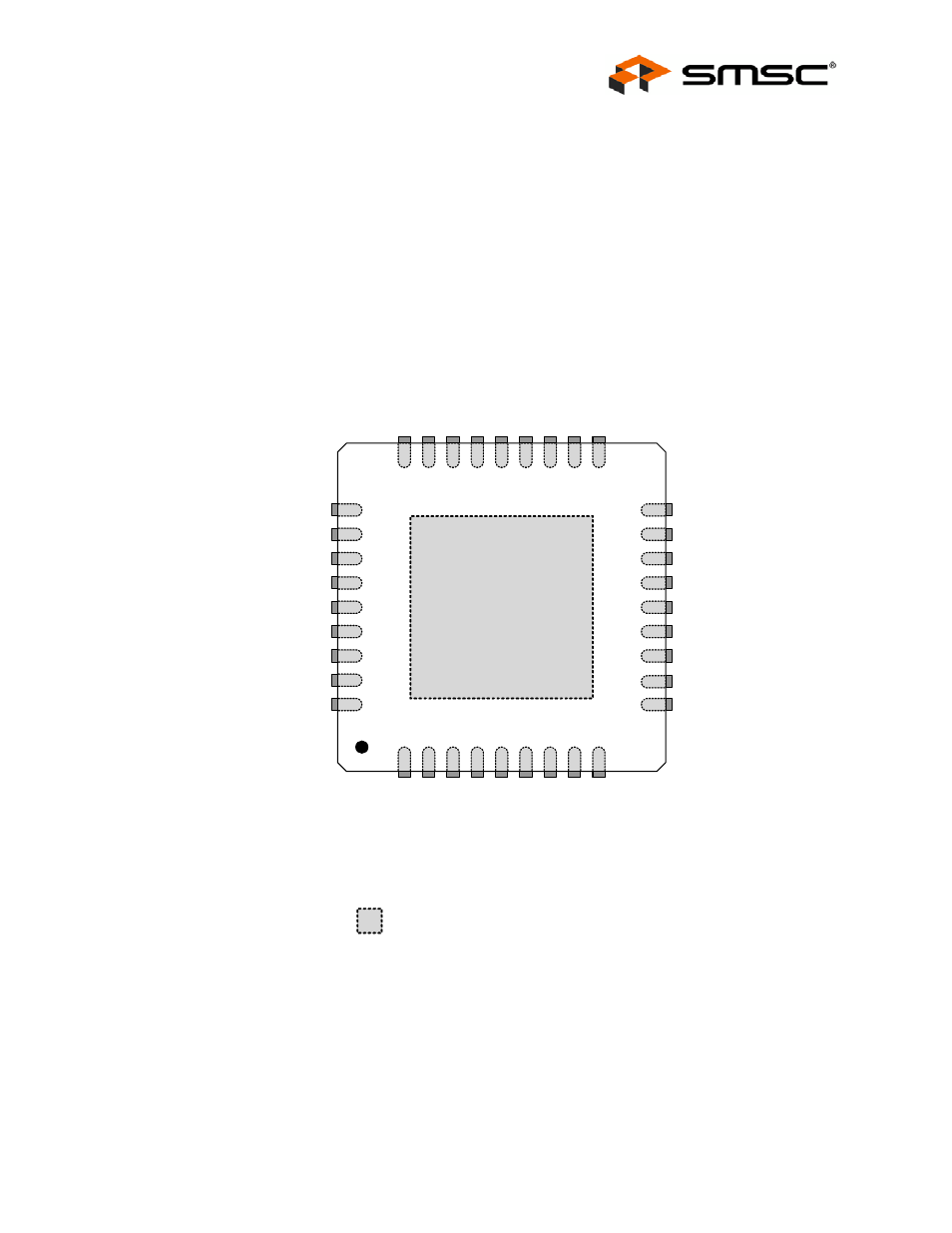 Chapter 4 pin configuration, Figure 4.1 usb2242/usb2242i 36 pin qfn diagram, Chapter 4 | Pin configuration, Indicates pins on the bottom of the device | SMSC USB2242 User Manual | Page 9 / 23