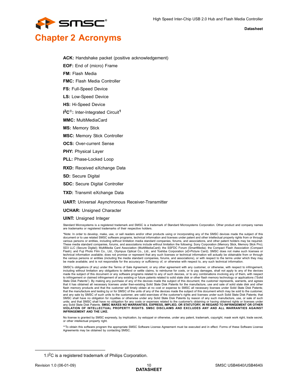 Chapter 2 acronyms | SMSC USB464 User Manual | Page 10 / 65